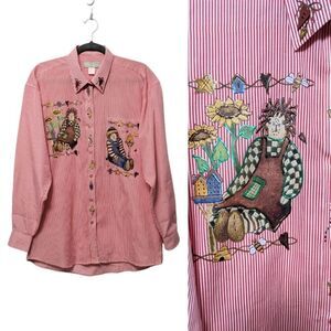 WHITE GINGER BY CACTUS Raggedy Doll Striped Top L